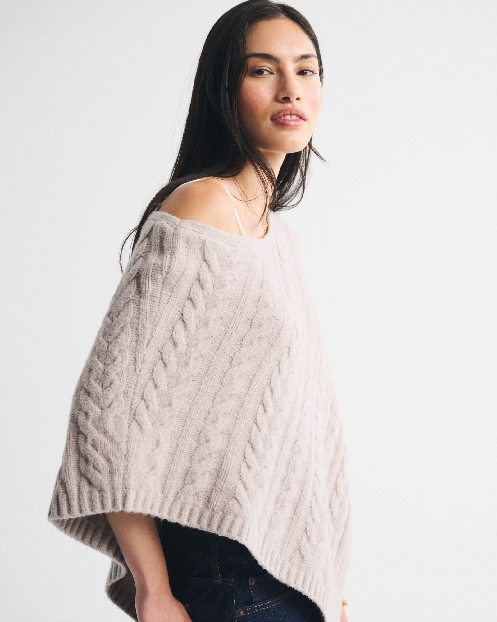 Cable-Knit Poncho