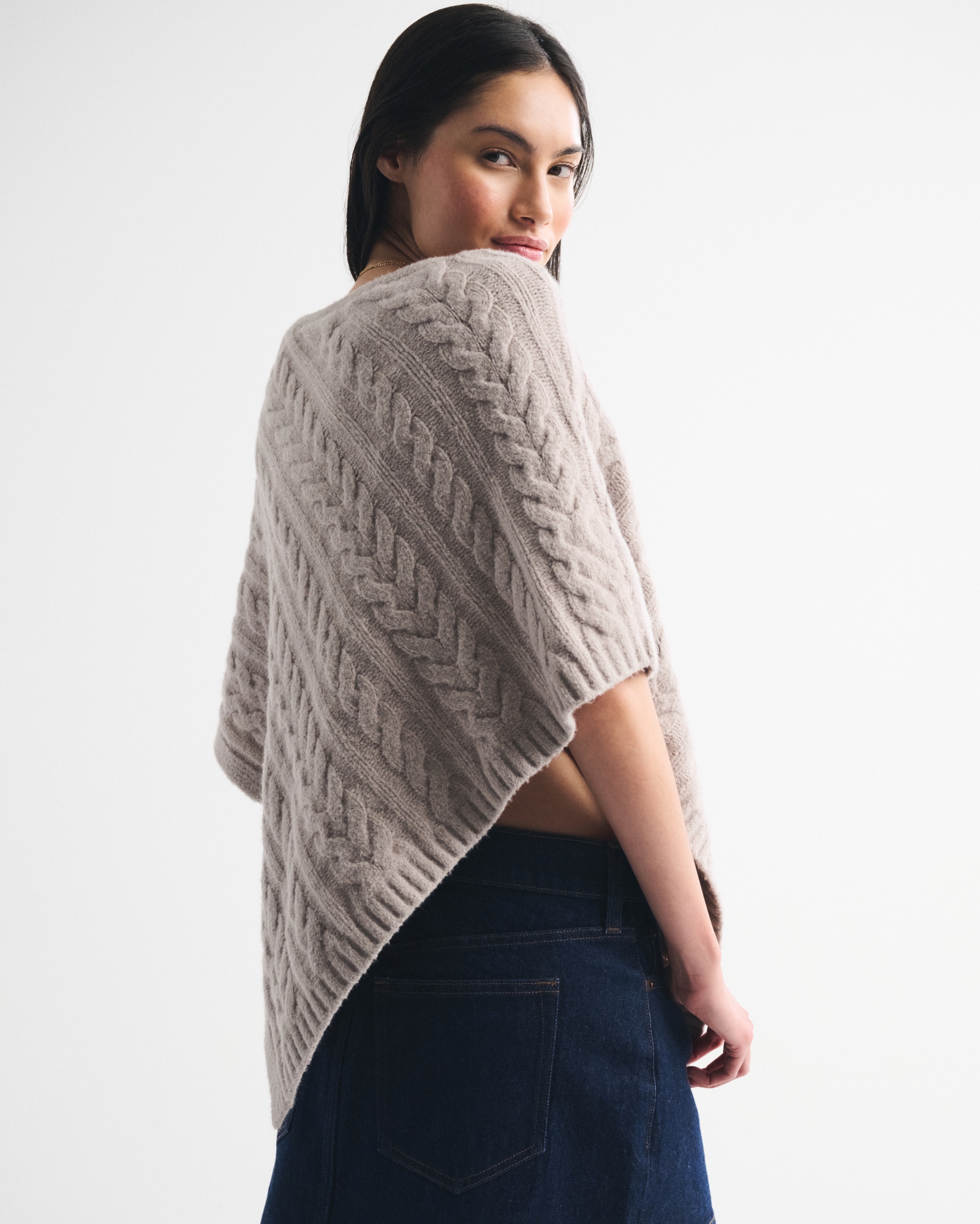 Cable-Knit Poncho