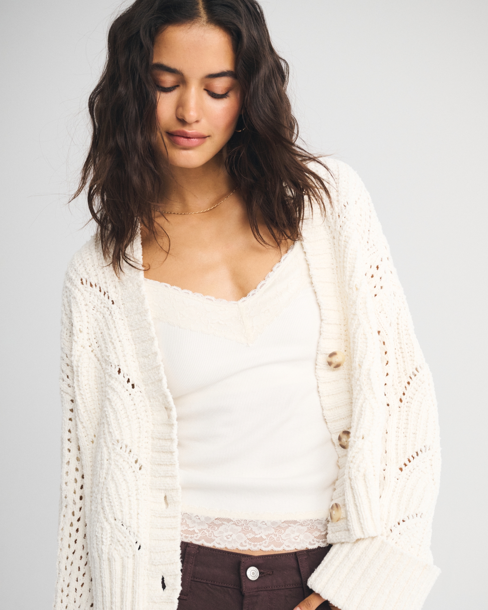 Textural Stitch V-Neck Cardigan