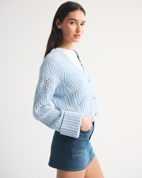 Textural Stitch V-Neck Cardigan