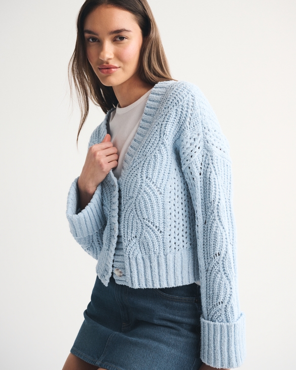 Textural Stitch V-Neck Cardigan