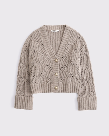 Textural Stitch V-Neck Cardigan