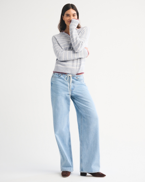 Henley Sweater, Gray Stripe view 2