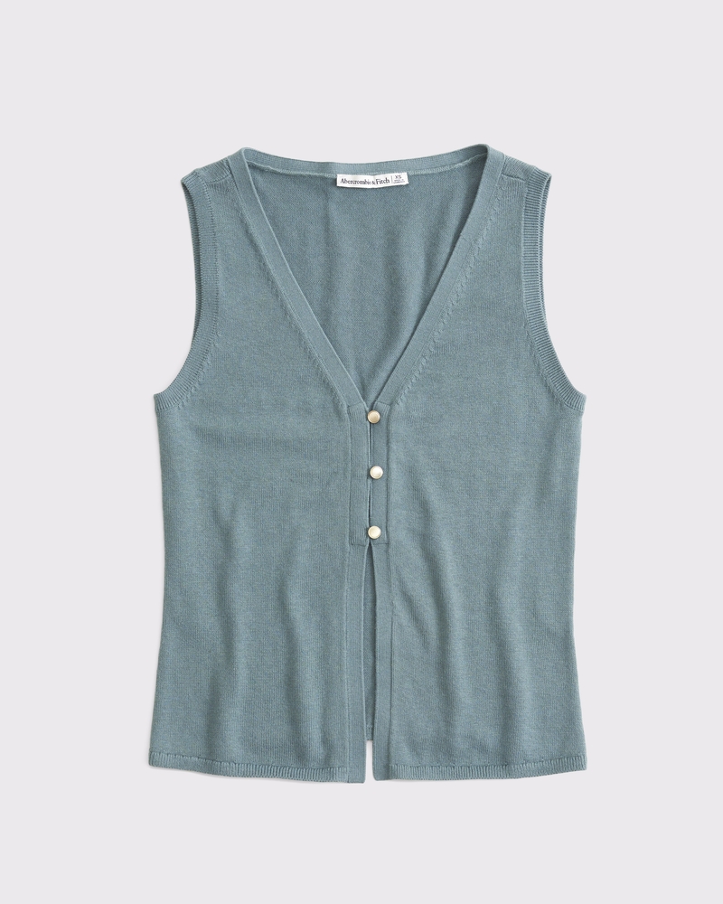 Abercrombie & Fitch Sweater Vest high quality Cashmere Wool Cable Knit Open Front Sleeveless