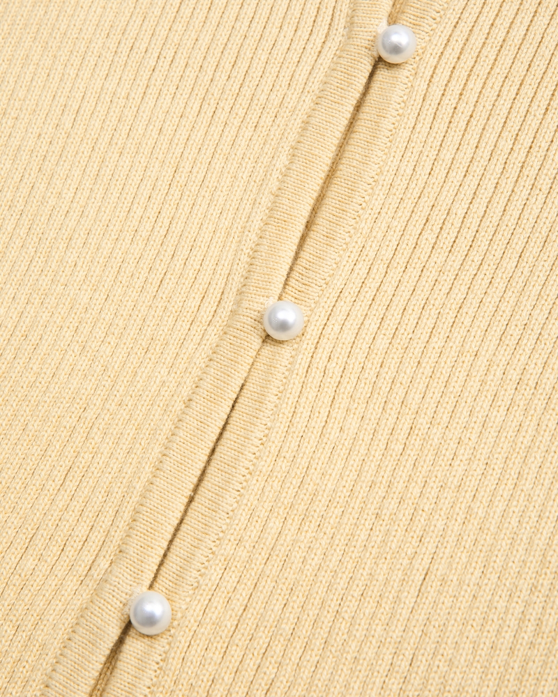 Short-Sleeve Pearl Button Cardigan