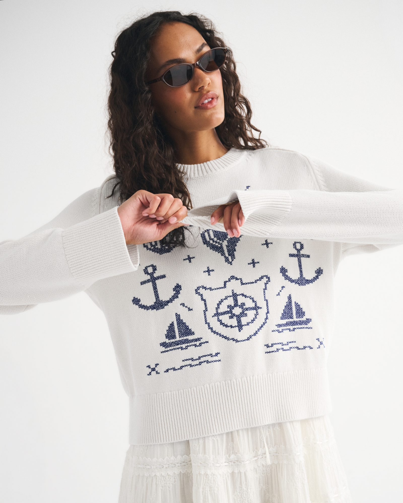 The A&F Madeline Washed Cable Crew Sweater