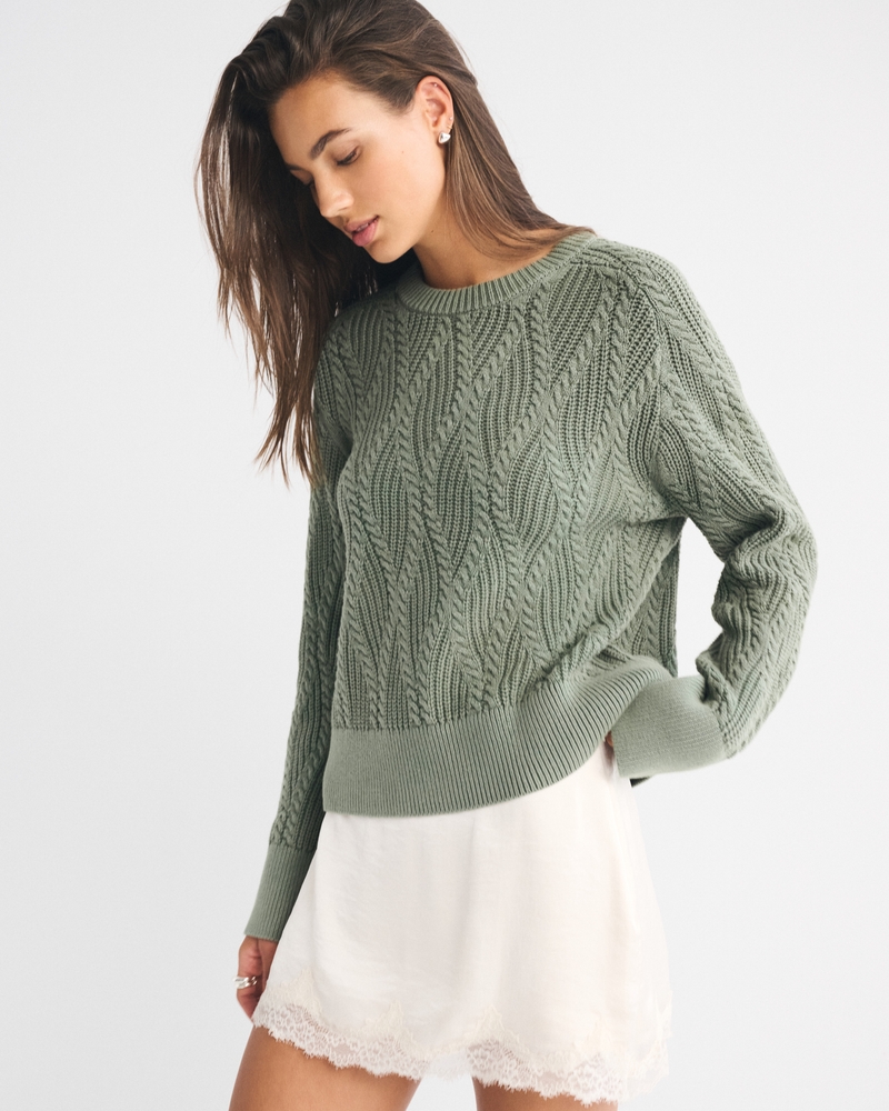 The A&F Madeline Washed Cable Crew Sweater