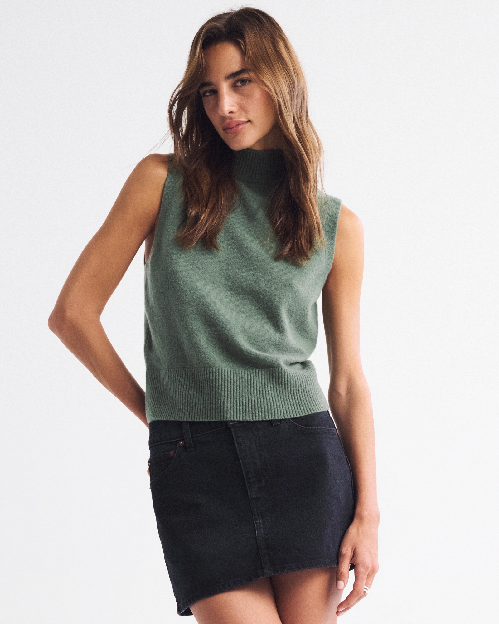 Wool-Blend Mockneck Sweater Shell