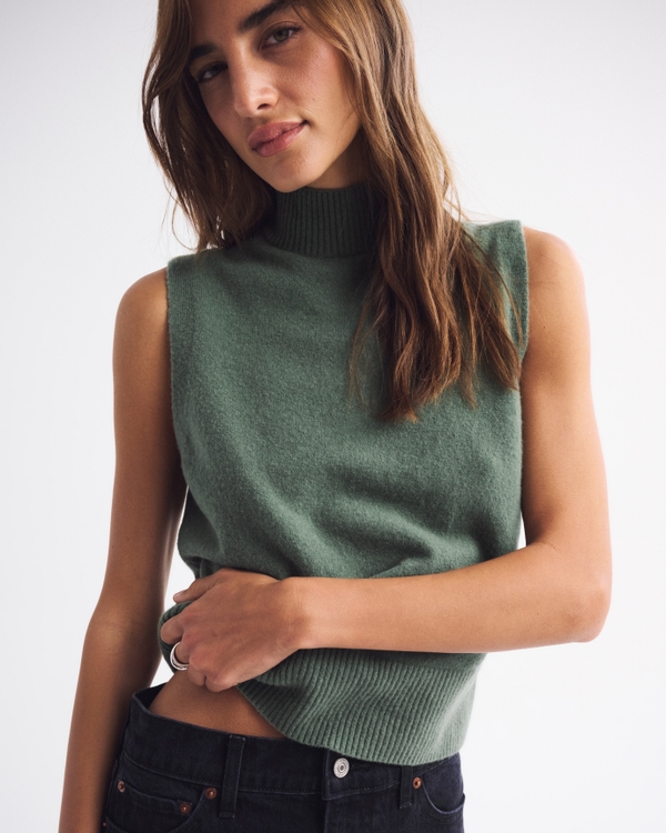 Wool-Blend Mockneck Sweater Shell