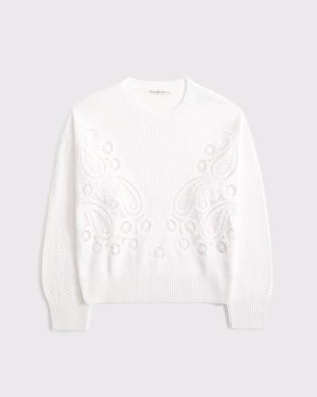 Paisley Stitch Crew Sweater