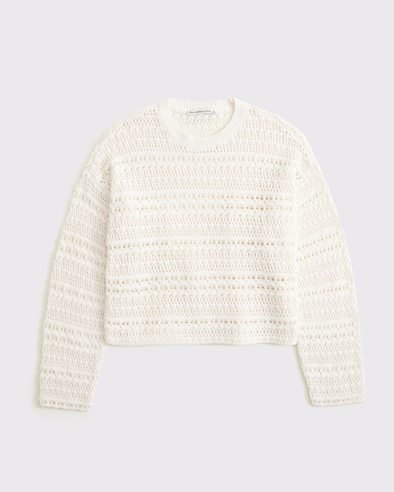 Eclectic Open-Stitch Crew Sweater