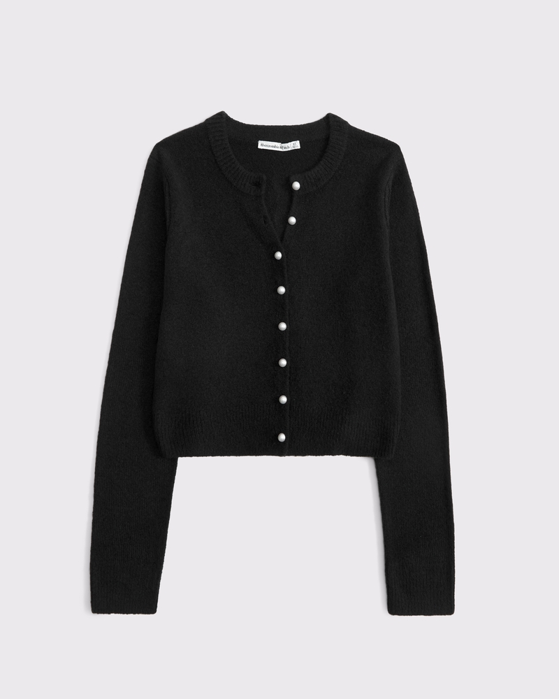 Women's Pearl Button Crew Cardigan Women's Tops