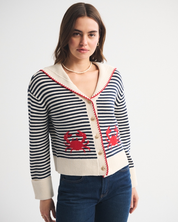 Nautical Crab Collared Cardigan