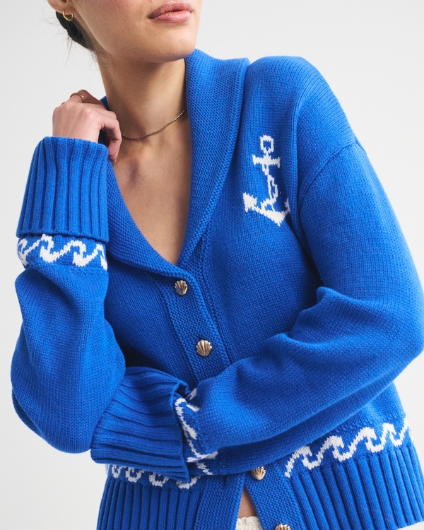 Nautical Whale Collared Cardigan