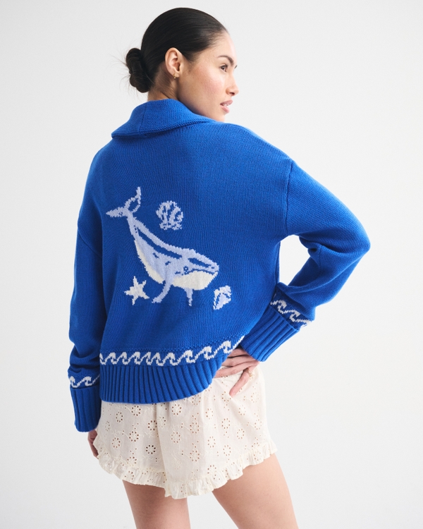 Nautical Whale Collared Cardigan