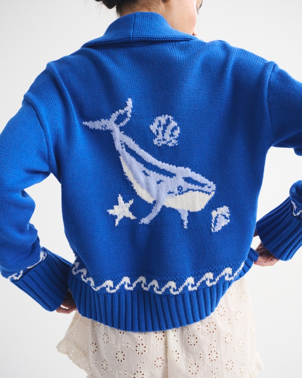 Nautical Whale Collared Cardigan