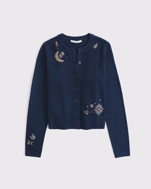 Shrunken Crew Cardigan, Deep Navy view 1