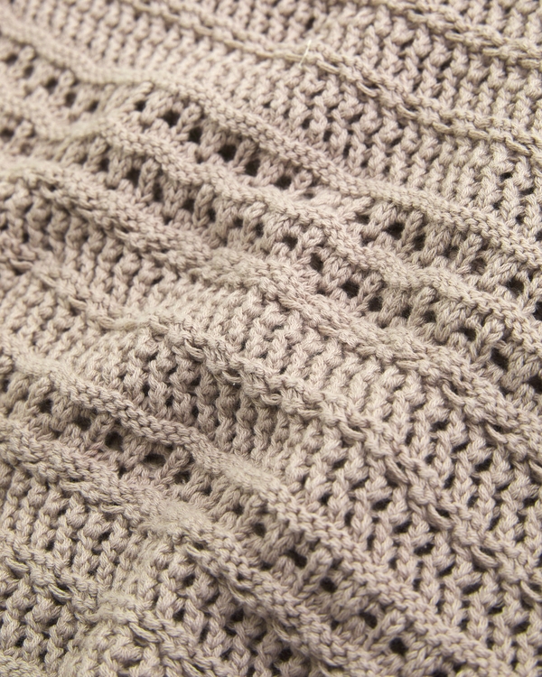 Textural Open-Stitch Crew Sweater