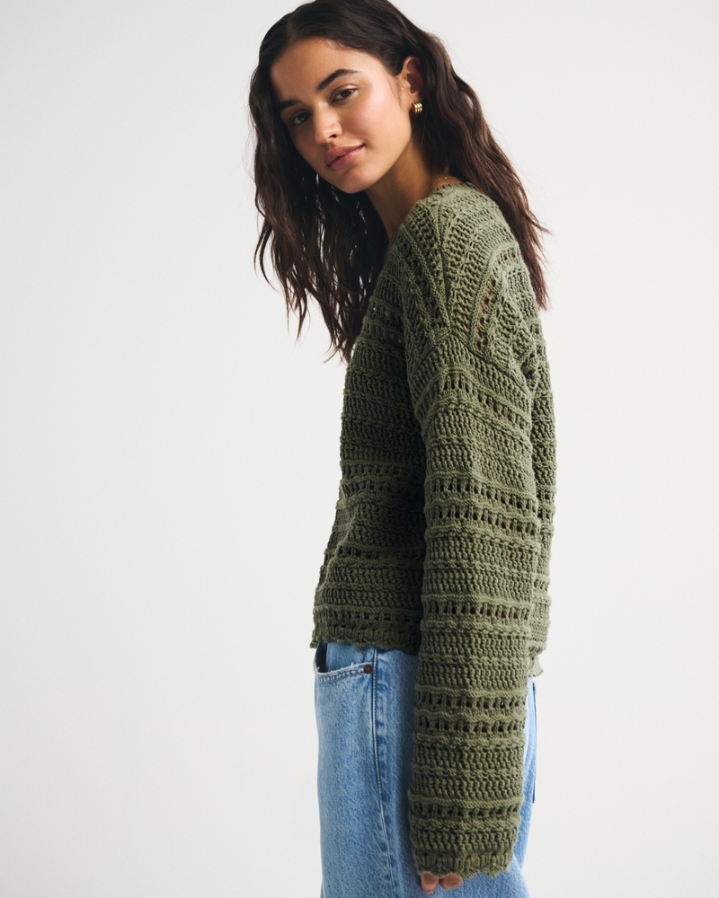 Open-Stitch Textural Crew Sweater - thumbnail 10