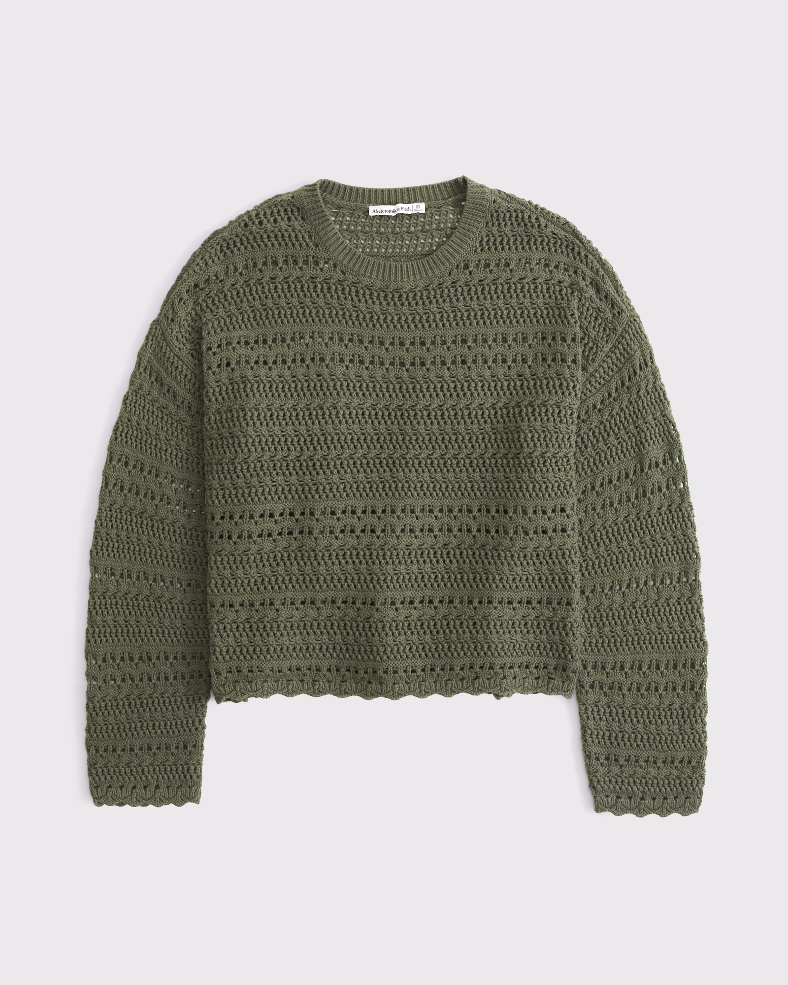 Women's Open-Stitch Textural Crew Sweater | Women's Tops