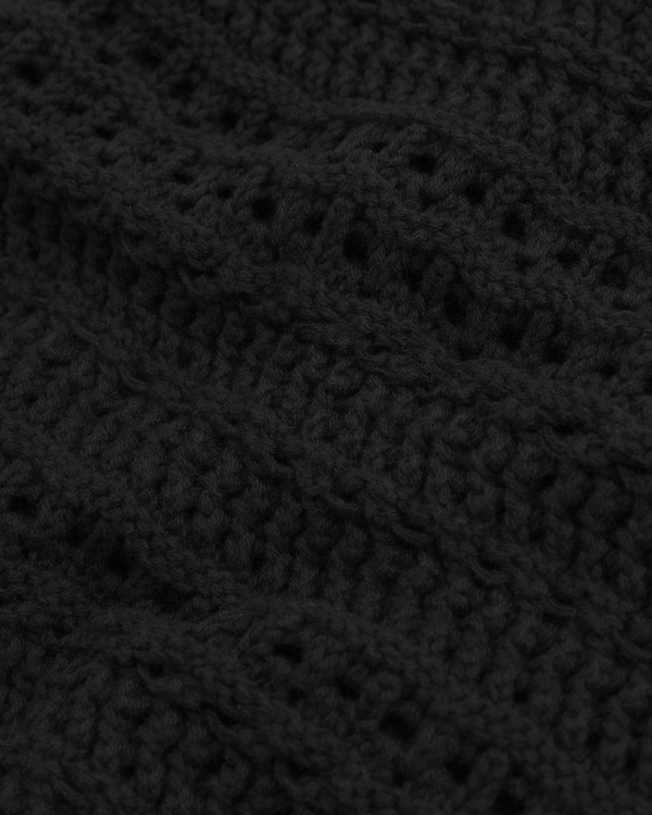 Open-Stitch Textural Crew Sweater