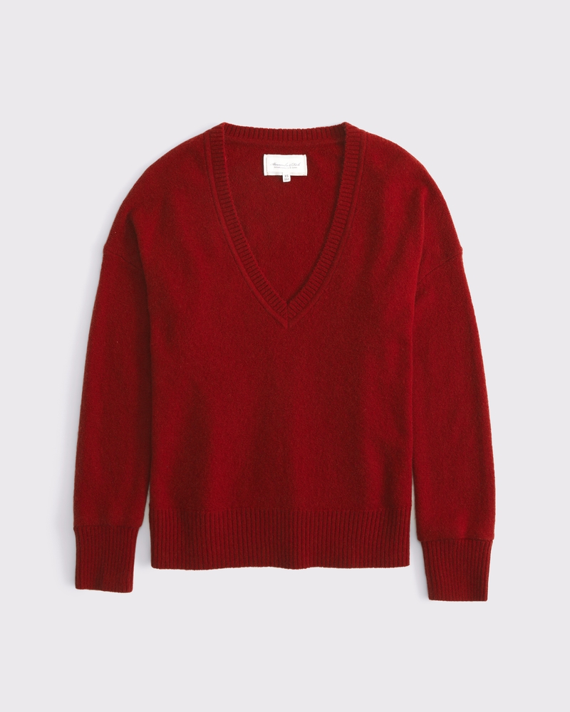トップス CLESSTE FINE WOOL V-NECK KNIT PULLOVER Women's Merino Wool-Blend V-Neck Sweater | Women's Tops