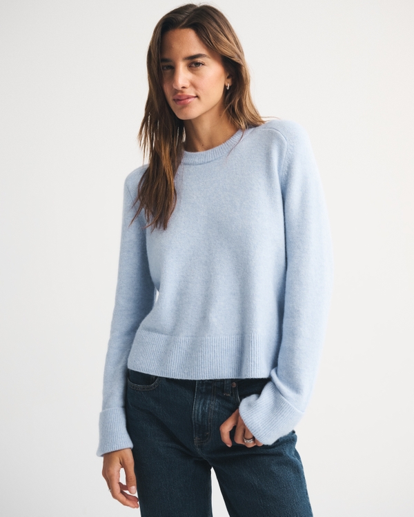 The A&F Madeline Merino Wool-Blend Crew Sweater, Blue view 1