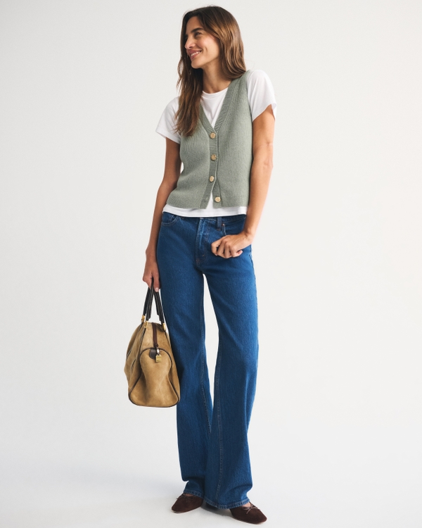  V-Neck Sweater Vest, Frosty Olive view 2