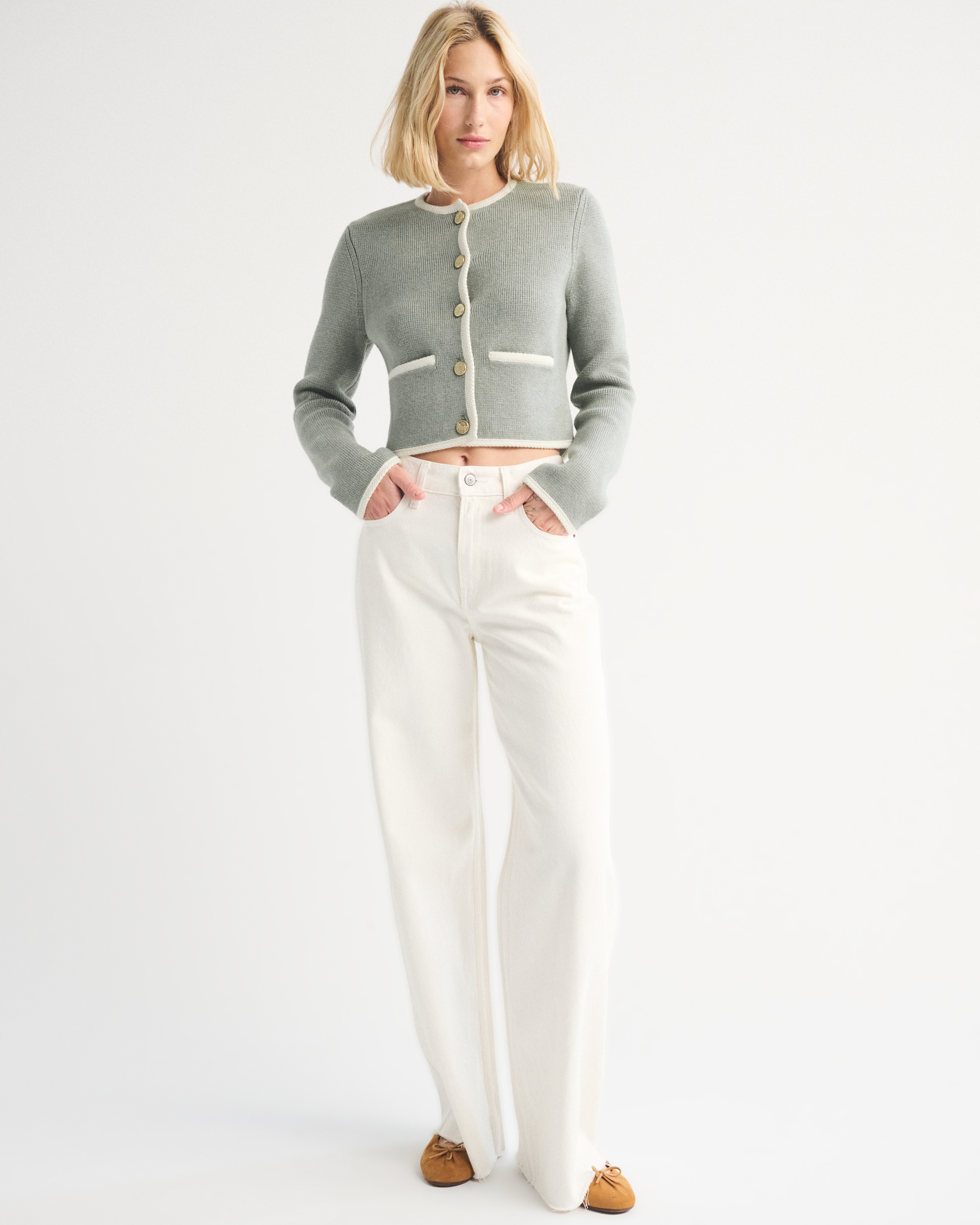 Женские свитеры Abercrombie & Fitch Collarless Sweater Jacket — фото 3