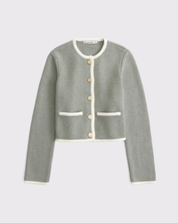 Collarless Sweater Jacket