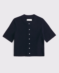 Cárdigan de manga corta de mezclilla de lana merino