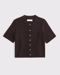 Merino Wool-Blend Short-Sleeve Cardigan