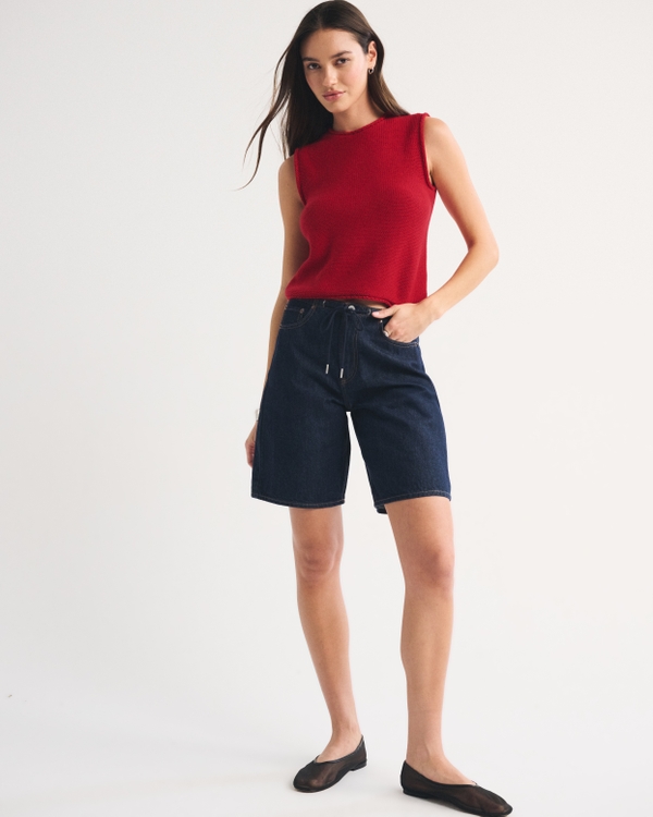 Rollneck Sweater Shell Top, Vivid Red view 2