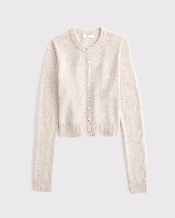 Merino Wool-Blend Shrunken Crew Cardigan