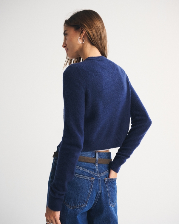 Merino Wool-Blend Shrunken Crew Cardigan