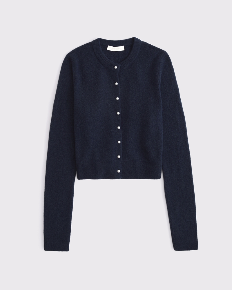 Women's Merino Wool-Blend Shrunken Crew Cardigan | Women's Tops