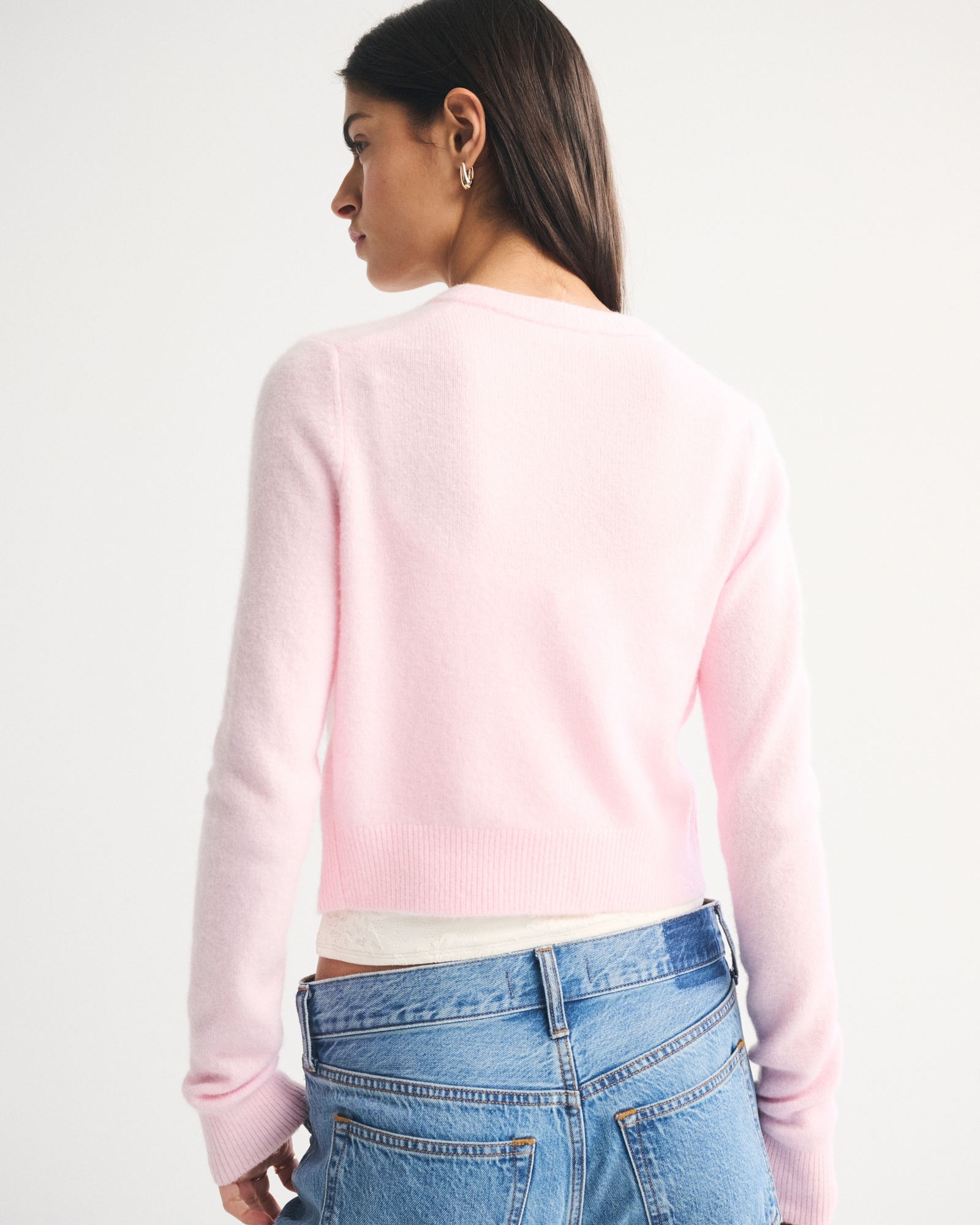 Merino Wool-Blend Shrunken Crew Cardigan