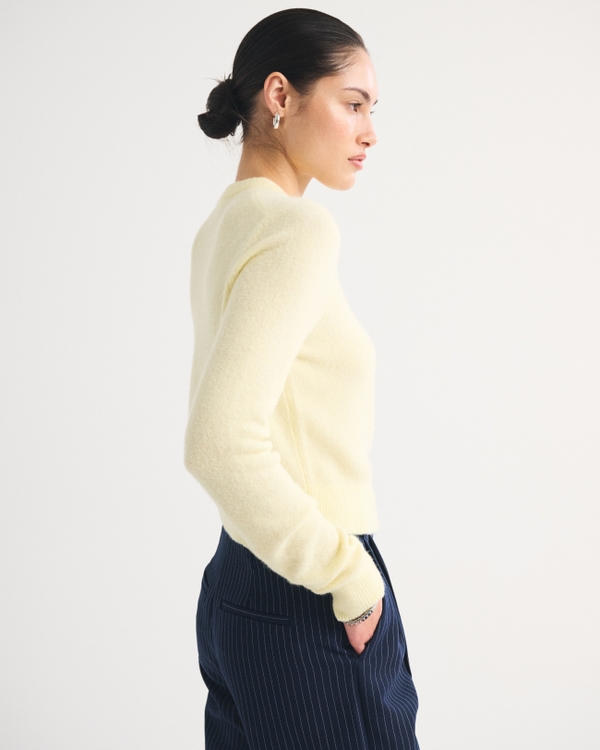 Merino Wool-Blend Shrunken Crew Cardigan