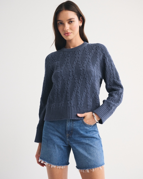 A&F Madeline Washed Cable Crew Sweater