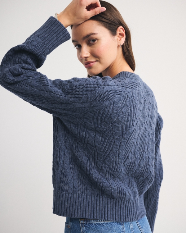 A&F Madeline Washed Cable Crew Sweater