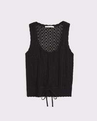 Floral Stitched Tie-Waist Sweater Tank