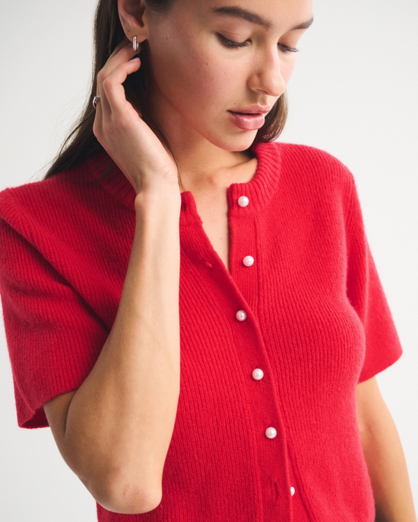 Women's Merino Wool-Blend Short-Sleeve Cardigan | Women's Tops