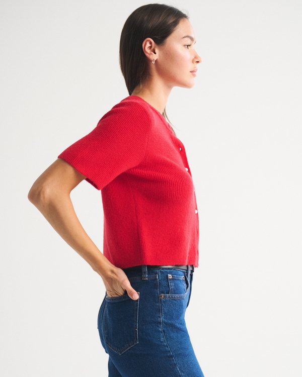 Women's Merino Wool-Blend Short-Sleeve Cardigan | Women's Tops