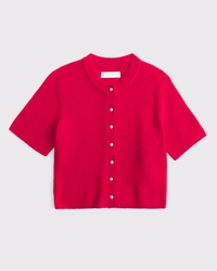 Merino Wool-Blend Short-Sleeve Cardigan