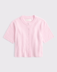 Merino Wool-Blend Short-Sleeve Cardigan