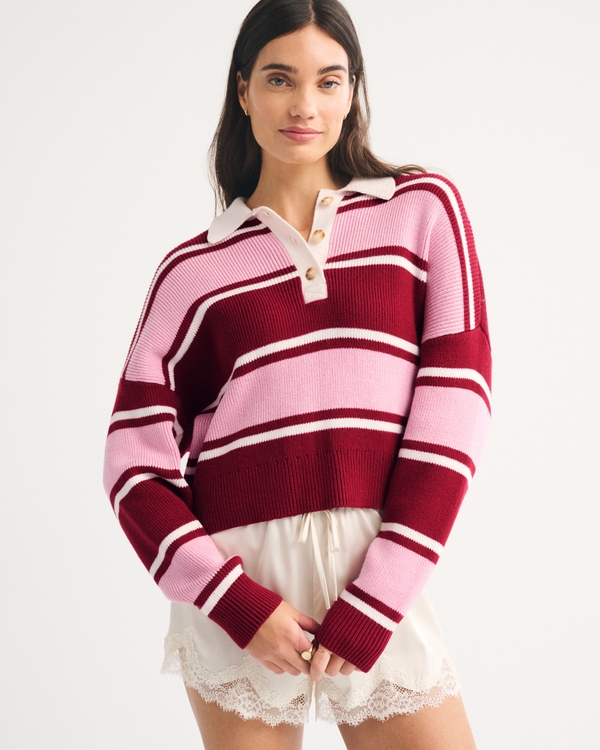  Rugby Polo Sweater, Red Stripe view 1