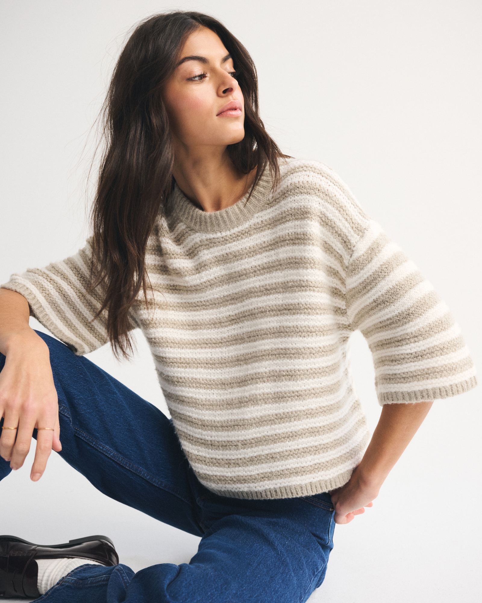 Oversized Textural Stitch Sweater Tee