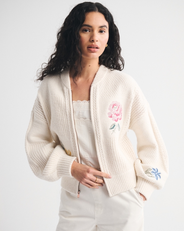 Needlepoint Floral Sweater Jacket