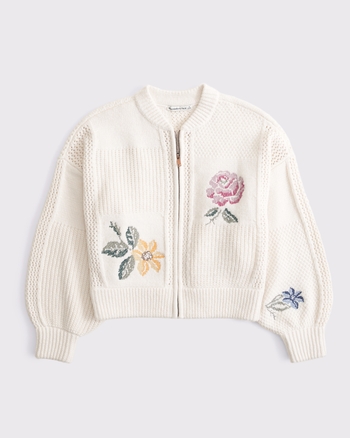 Needlepoint Floral Sweater Jacket