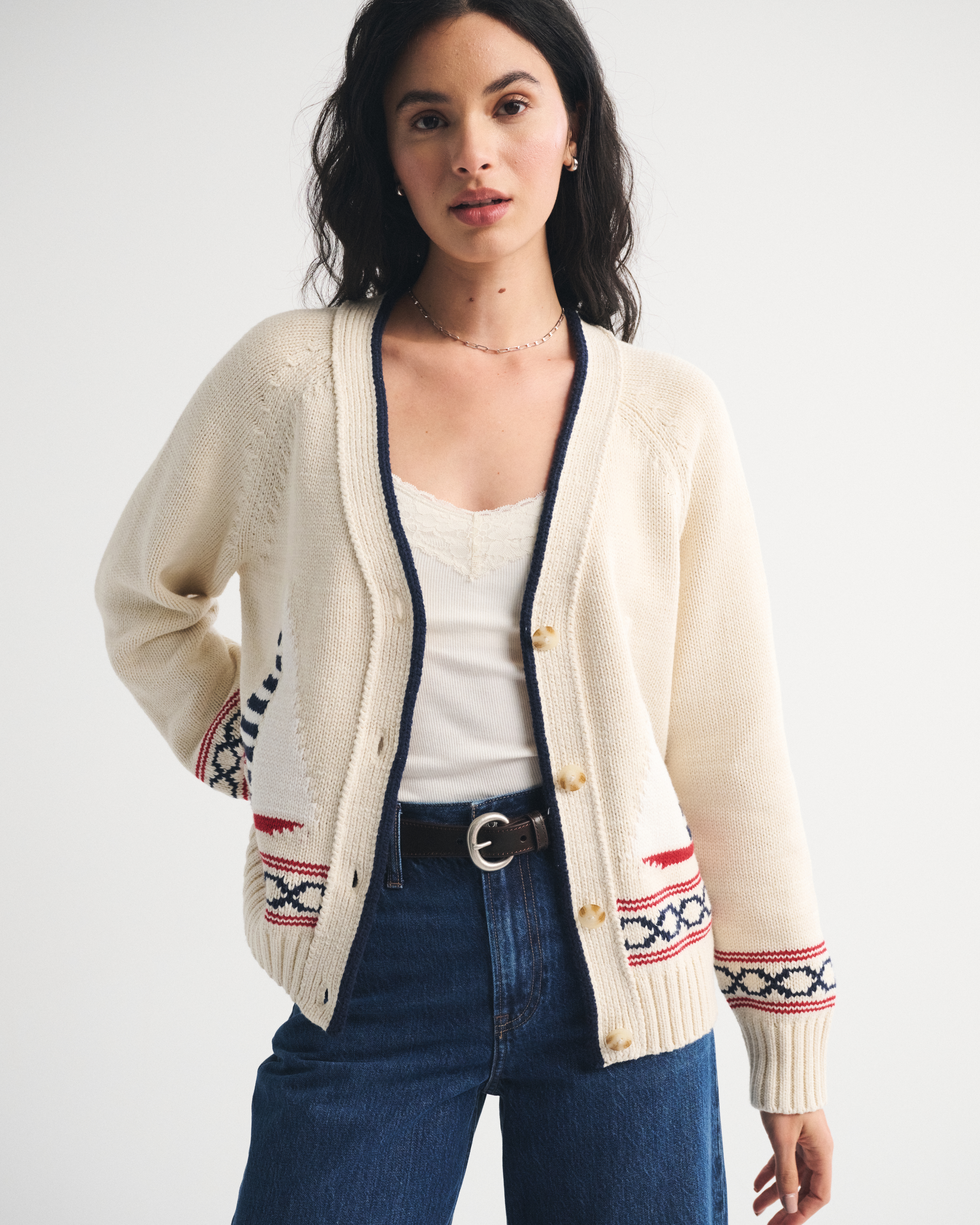 Женские кардиганы Abercrombie & Fitch Cotton-Blend Coastal Dad Cardigan — фото 3
